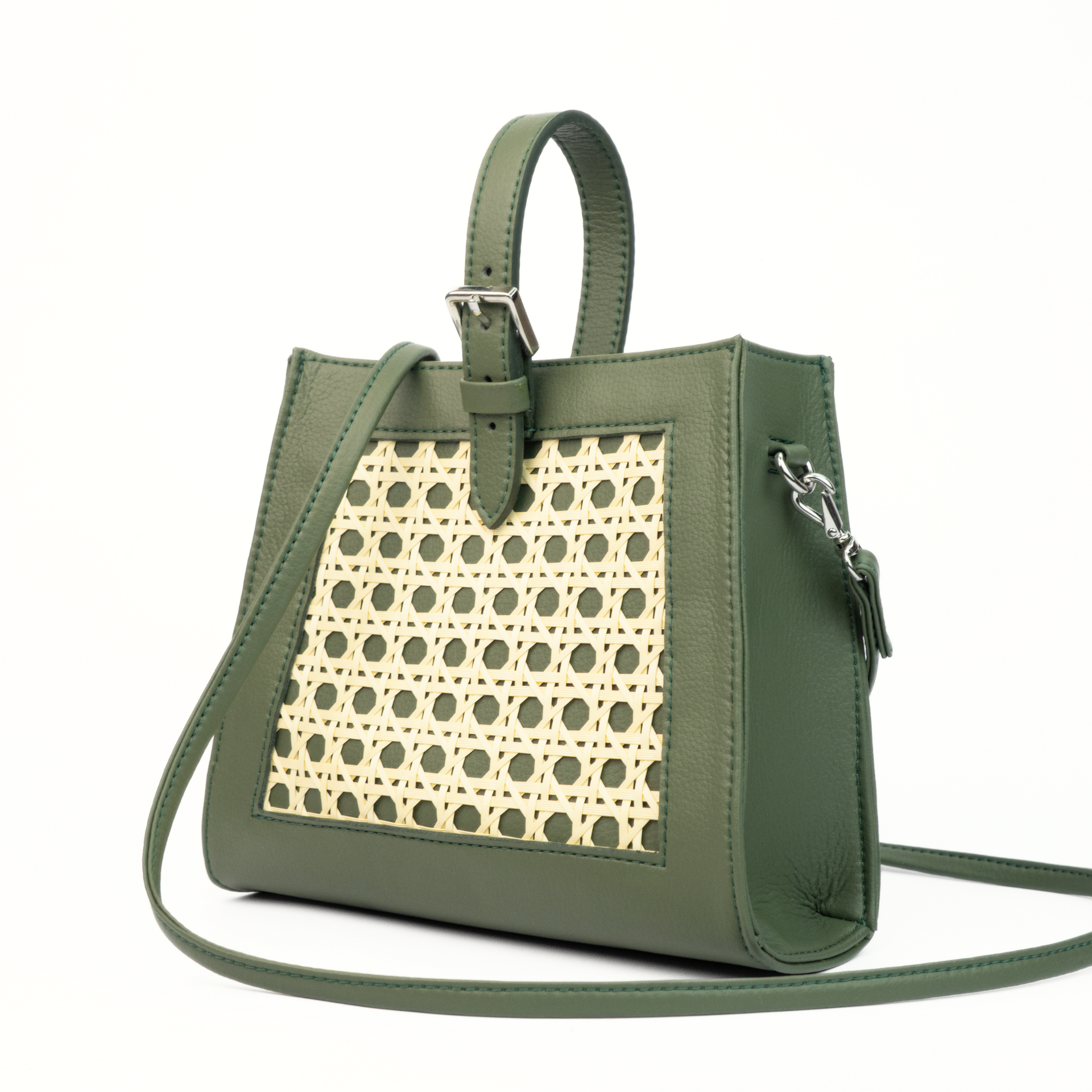 Mini Bamboo Trapezoid Handbag - Green