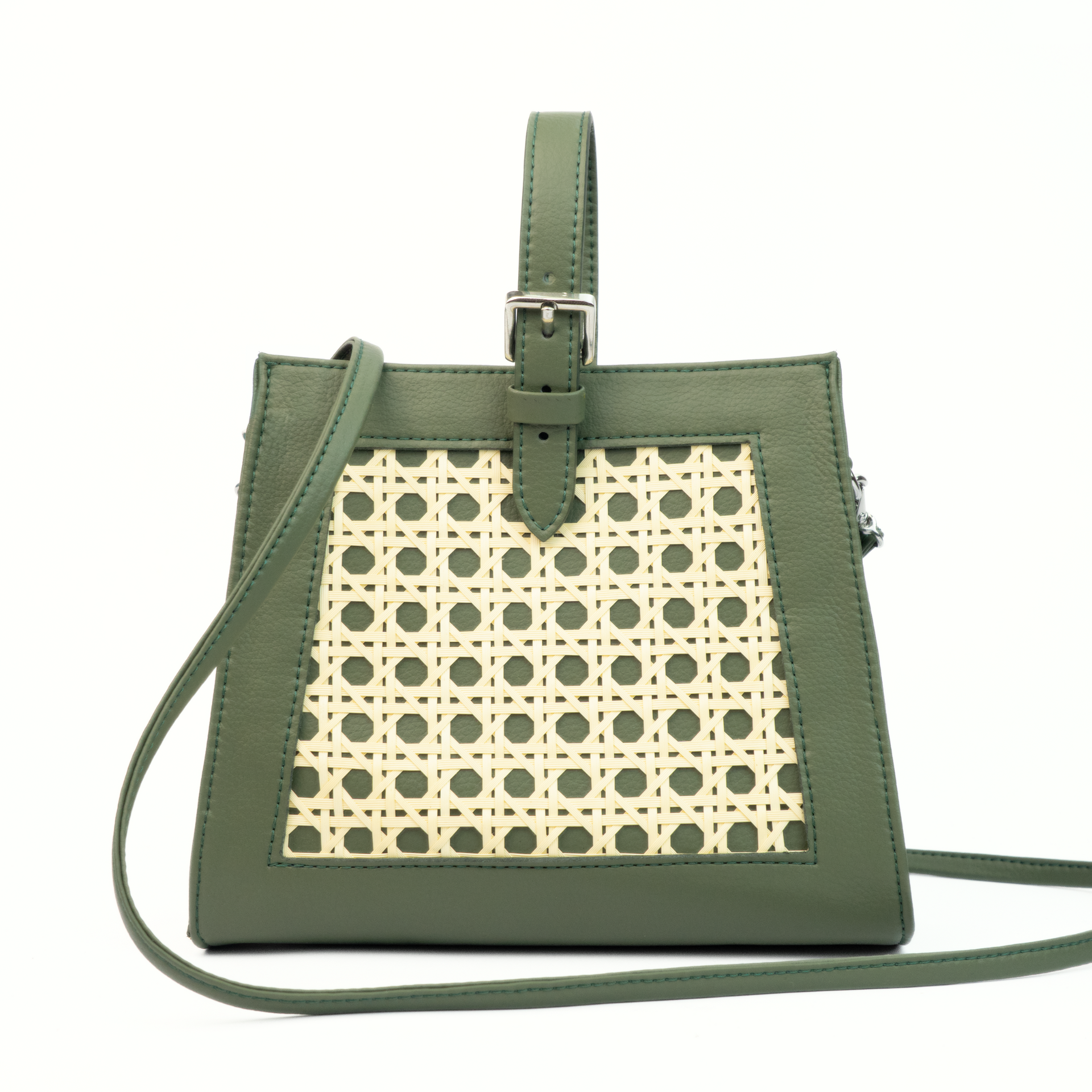 Mini Bamboo Trapezoid Handbag - Green
